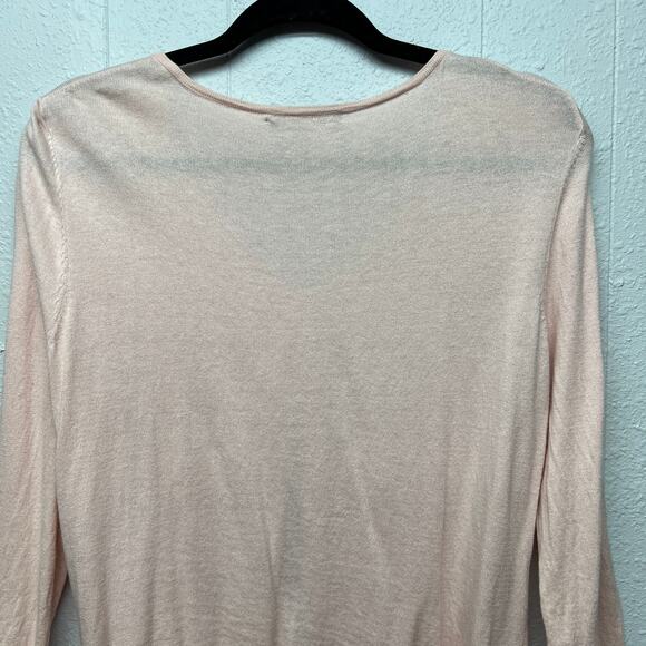 Cable & Gauge Soft Pink Beaded Womens Cardigan Sweater Medium Workwear Soft Girl - Picture 8 of 13